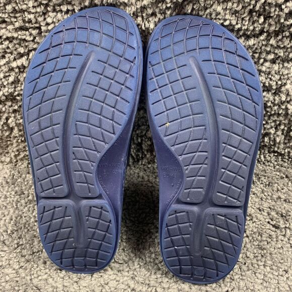Oofos Ooah Men\'s 10 Womens 12 Navy Slide Sandal Comfort Slip-On Summer Slippers